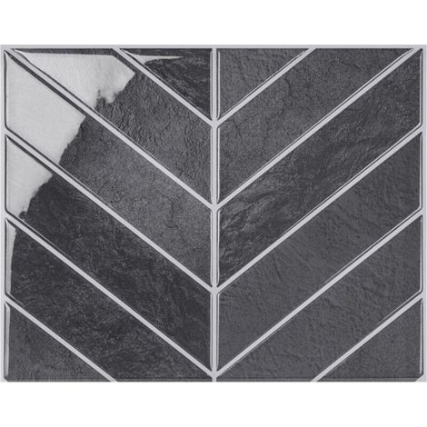 10 3D wall stickers in dark grey PET (29 x 22.9 cm) to peel and stick for kitchen and bathroom walls (1/5)