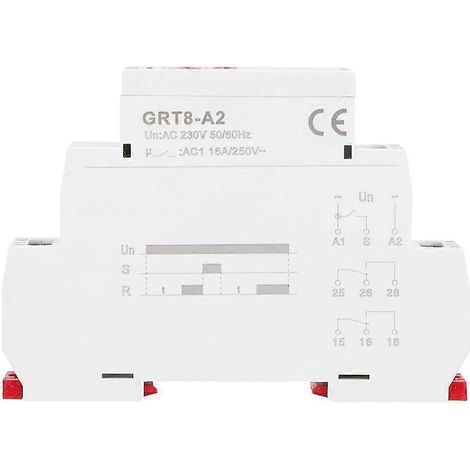 Relais temporisé monofonction sur rail DIN, commande industrielle, relais temporisé automatique GRT8-A2 (AC230V) (1/4)