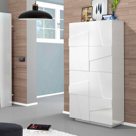 Zapatero multiusos 4 puertas y 8 estantes diseño moderno blanco Ping Dress (1/5)