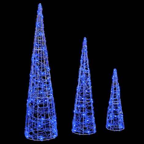 Sapin de Noël，Arbre de Noël avec 90 LED 3 pcs Bleu 20 x 20 x 80 cm Acrylique CFW45937 (1/5)