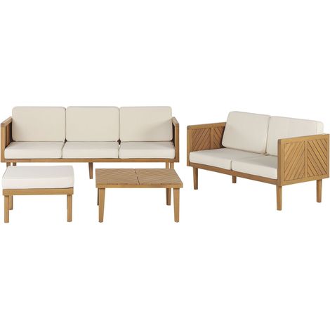 Garden Lounge Set with Table and Ottoman 5 Seater BARATTI Acacia Wood Brown