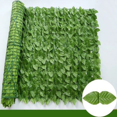 (Pomme vert clair, 50 x 100 cm) Panneaux de haie artificielle en lierre, fausses plantes vertes, brise-vue pour la décoration de votre maison, cour ou jardin extérieur (1/4)