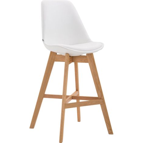 Sgabello da bar seggiolone dal design scandinavo moderno in sintetico bianco TDB10387