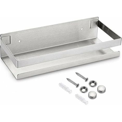 1 étagère murale,acier inox,surface lisse,rangement salle de bain,cuisine,23CM (1/5)