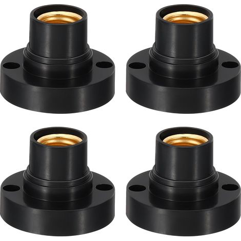 E14 Ampoule Douille Adaptateur de douille, 4pcs Rond Vis Base Lampe Support Lumière Remplacement Bases pour Halogène CFL Lumière Ampoule, Noir (1/5)