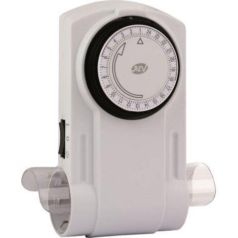 REV Zeitschaltuhr mechanisch, mit 2-fach Steckdose, weiß