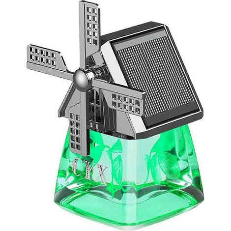 (Vert) Parfum de voiture 40 ml, design moulin à vent, déodorant écologique, résistant aux hautes températures, panneau solaire double face pour la purification de l'air, léger, alimenté à l'énergie so (1/5)