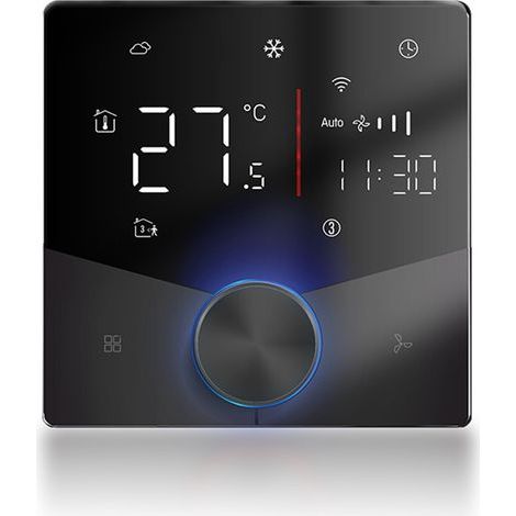 5+2 Tage + 6 Perioden WLAN-Klimaanlagenthermostat, programmierbarer Temperaturregler für zentrale Klimaanlagen, Schwarz (1/5)