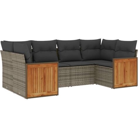 Maison Exclusive - 6-tlg. Garten-Sofagarnitur mit Kissen Grau Pol