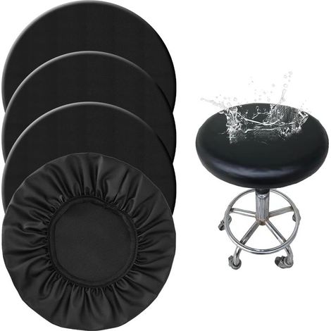4 Pièces Housse Tabouret de Travail PU Pivotant, 30-36cm Housses de Tabouret à roulettes Imperméable Cuir, Housse Tabouret Noir à Haute Elasticité, pour Chaise Esthetique, Coiffure, Bureau (1/5)