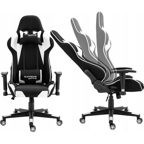 Silla gaming EXTREME PlayMaker de tela blanca y negra (1/5)