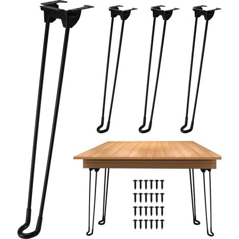 4 Pieds de Table Pliables en Épingle à Cheveux 43 cm, Faciles à Installer - Pieds en Métal avec Vis de Fixation, Idéals pour Table Basse, Bureau, Table d'Appoint (1/5)