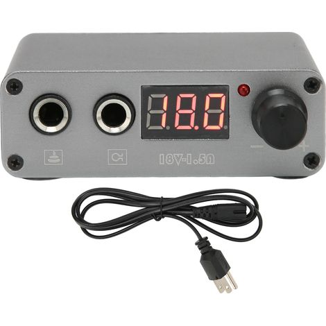 Alimentation professionnelle pour tatouage, alliage double mode, source d'énergie avec écran LCD, 100-230 V, grise, prise US. (1/5)