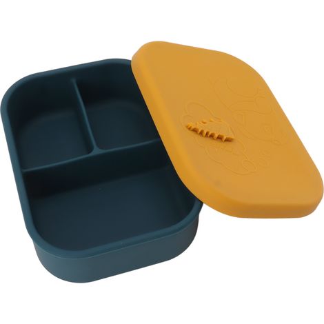 Auslaufsichere, rechteckige Silikon-Bento-Lunchbox, 3 separate Fächer, Aufbewahrungsbehälter für Lebensmittel für Kinder und Erwachsene, gelb (1/5)