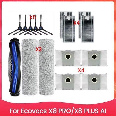 Ensemble de 16 pièces comprenant brosse, sac à poussière et filtre pour aspirateur Ecovacs X8 PRO X8 PLUS AI (1/5)