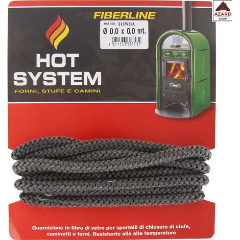 Guarnizione in fibra di vetro tonda 12 mm per sportelli stufe caminetti e forni lunghezza 2,5 mt (1/4)