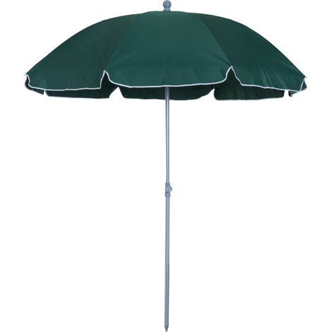 Achteckiger, neigbarer Gartenschirm Ø 2 m aus Metall und grünem Polyester