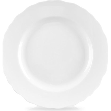 Elegante plato de postre de porcelana blanca con borde ondulado (1/4)