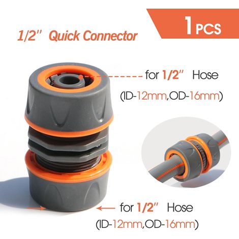 (J-1PCS) Raccord rapide pour tuyau d'arrosage 1/2 3/4 pouce, raccord d'arrêt d'eau pour lavage de voiture, joints de réparation de tubes d'irrigation 20/16 mm (1/5)