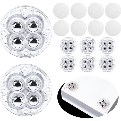 BEBUSINGOTO Mini-Lenkräder zum Selbstkleben, 8 Stück, Universalrad mit 4 Stahlkugeln, robust (1/5)