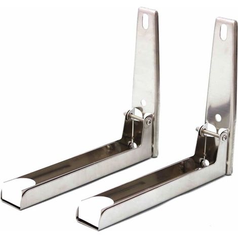 Support de four à Micro-ondes Support Mural en Acier Inoxydable Supports D'étagère Pliables Réglables pour Accessoires de Cuisine à Domicile avec vis, Charge Maximale 35 kg, Argent (1/5)