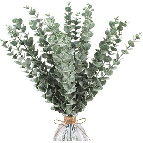24 künstliche Eukalyptuszweige, naturgetreue grüne Eukalyptusblätter, 38 cm, ideal für Hochzeitsarrangements und Dekorationen zu Hause. (1/5)