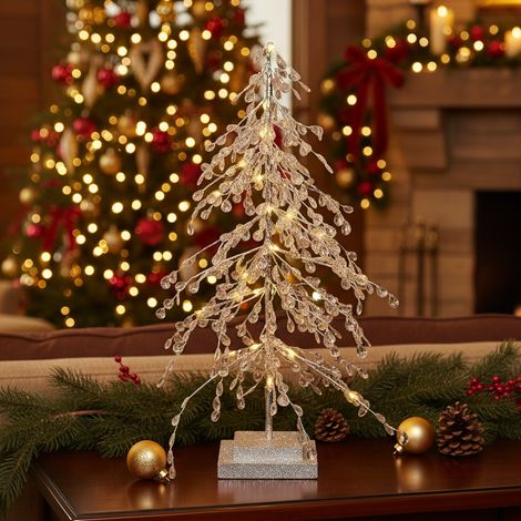 Alberello natalizio bianco con LED per decorazioni da interno -H 60 cm (1/5)