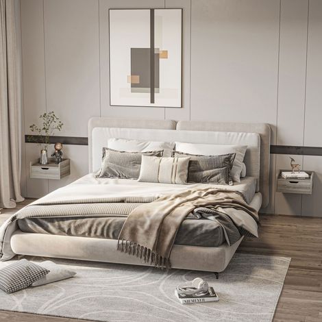 Lot de 2 tables de chevet murales tables de nuit suspendues tiroir plateau aspect bois dimensions 40x30x19,5 centimètres- gris