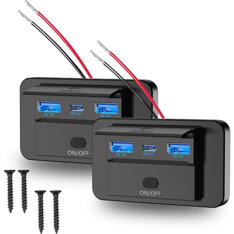 Chargeur rapide USB 12V pour voiture, montage mural avec interrupteur, haute qualité, prise USB pour voiture. (1/4)