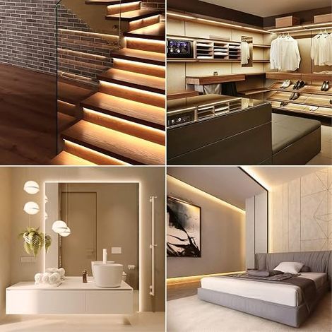 COB LED Strip 12 V, 5 m Warm White 3000 K LED Strip Cuttable Strip Width 8 mm 320LED/M CRI90 Flexible Interior Lighting Strip for Bedroom, Kitchen, Without Power Supply (1/3)