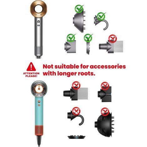 1 Support Seche Cheveux, Alliage D'aluminium, Rangement Câble, 3 Embouts, Compatible Dyson (1/5)