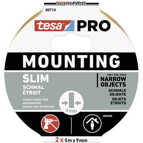 tesa Mounting PRO Schmal 66714-00000-00 Nastro per fissaggio Bianco (L x L) 10 m x 9 mm 2 pz. (1/5)