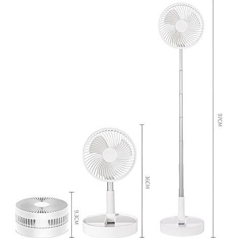 Ventilateur sur pied extensible et silencieux pour salon et chambre avec ventilation réglable pour se rafraîchir en été couleur blanche (1/5)