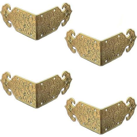 Lot de 4 protections d'angle décoratives en laiton antique de style vintage pour meubles, tables et chaises, meuble TV (1/5)