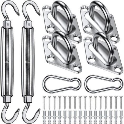 Kit de Fixation pour Voile d'Ombrage - 304 Inoxydable Voile d'Ombrage, Kit de fixation Voile d'ombrage pour Triangle, Carré & Rectangle, Heavy Duty antirouille Voile D'ombrage Kit de Fixation (1/5)