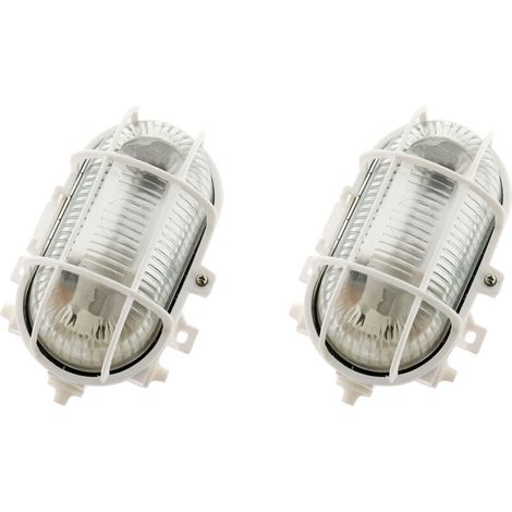 Lot de 2 hublots ovales extérieurs 5W IP44 + ampoule LED -