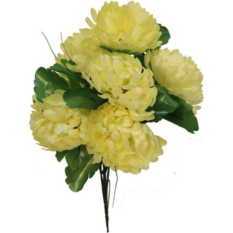Bouquet de 7 chrysanthèmes avec graminées, 40 cm, jaune (1/2)