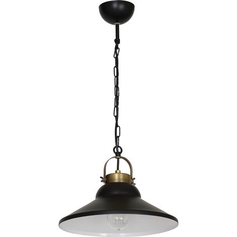 Suspension industrielle noire laiton Iron E27 Luminex