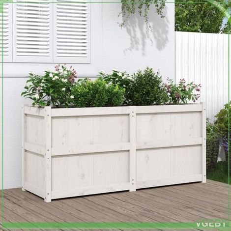 Jardinière - FAFEICY - 837490 - Bois de pin massif - 150 x 50 x 70 cm - Blanc (1/5)