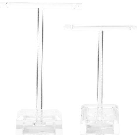 T-förmiger, transparenter Acryl-Tischaufsteller (2er-Set) für Schmuck und Ohrringe – 11,5 x 8,4 x 3,6 cm – Transparent (1/4)