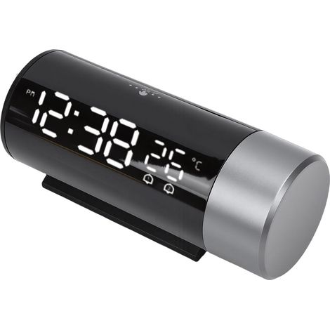 Horloge à projection avec double alarme, affichage de la température, horloge numérique LED, rotation à 180°, projecteur d'heure et chargement USB (1/5)