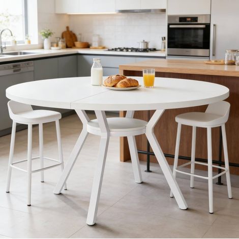 MEUBLIV Tavolo da pranzo rotondo 120x120x76 cm bianco - 4-6 persone, cucina e sala da pranzo (1/5)