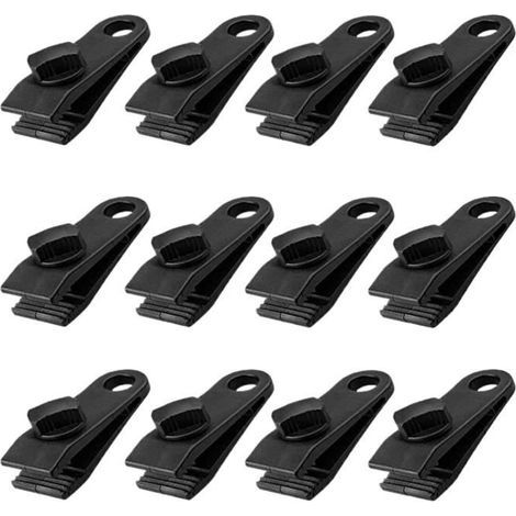 (Schwarzer) Planenclip – JORMFTTE – Zeltclip – Schwarz – Leichtgewicht – Abmessungen 8,1 x 2,5 cm (1/4)