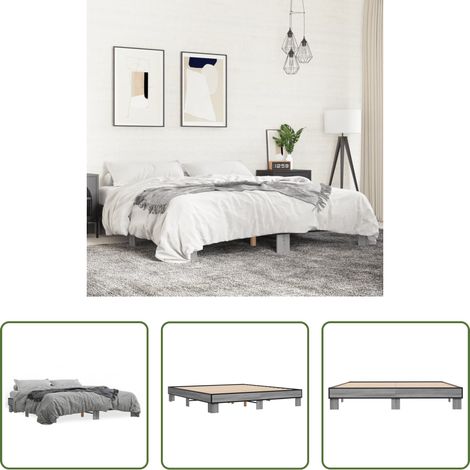 Bois d'ingénierie - Cadre de lit sans matelas sonoma gris 200x200 cm (1/5)