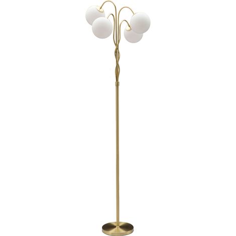 Lampada da Terra Famani, Necessarie 4 Lampadine, Attacco e14, Interruttore Pedaliera, Bianco