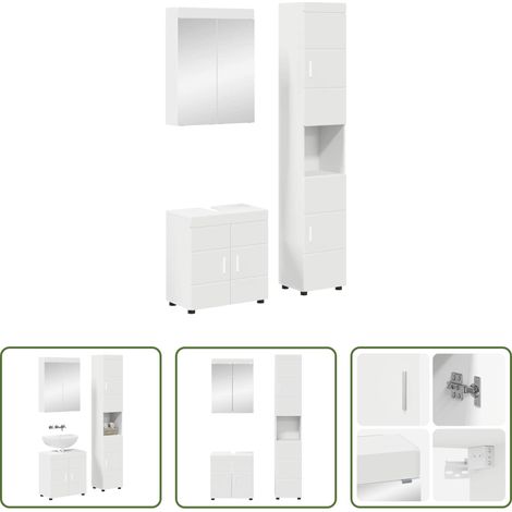 Badezimmer Möbel -  Badezimmermöbel-Set mit Regal mit Tür TULUM Weiß Holzwerkstoff (1/5)