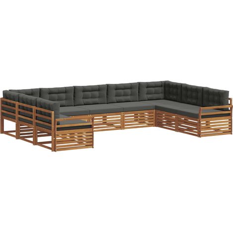 Conjunto de sofás de exterior 9 uds. Natural y Antracita vidaXL (1/5)