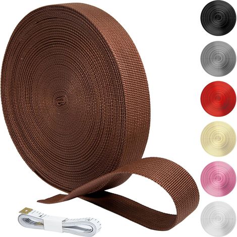 20M Sangle Polypropylène Marron Ruban de Sangle 20 mm Résistante et Imperméable Sangles tissée au Mètre pour Sac Rucksack Bagage Harnais Bricolage Couture DIY et Outdoor (1/5)