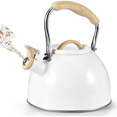 Bouilloire sifflante en acier inoxydable de 3 litres - Compatible induction - Pour cuisinière de cuisine Bouilloire avec poignée froide pour tous les types de feux, bouilloire portable pour cuisine, (1/5)