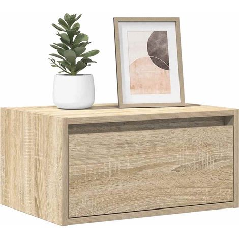 Wand-Nachttisch mit LED-Leuchten Sonoma-Eiche